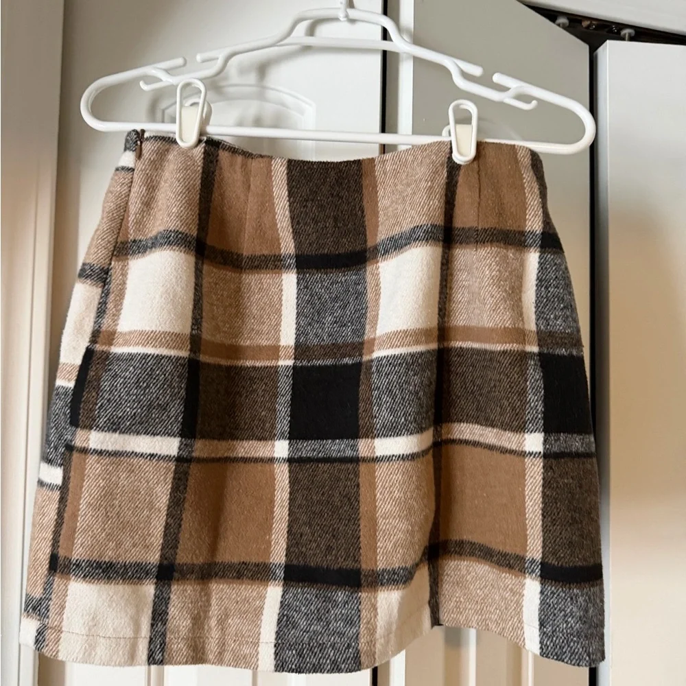 Amazon Plaid Mini Skirt in Tan and Black